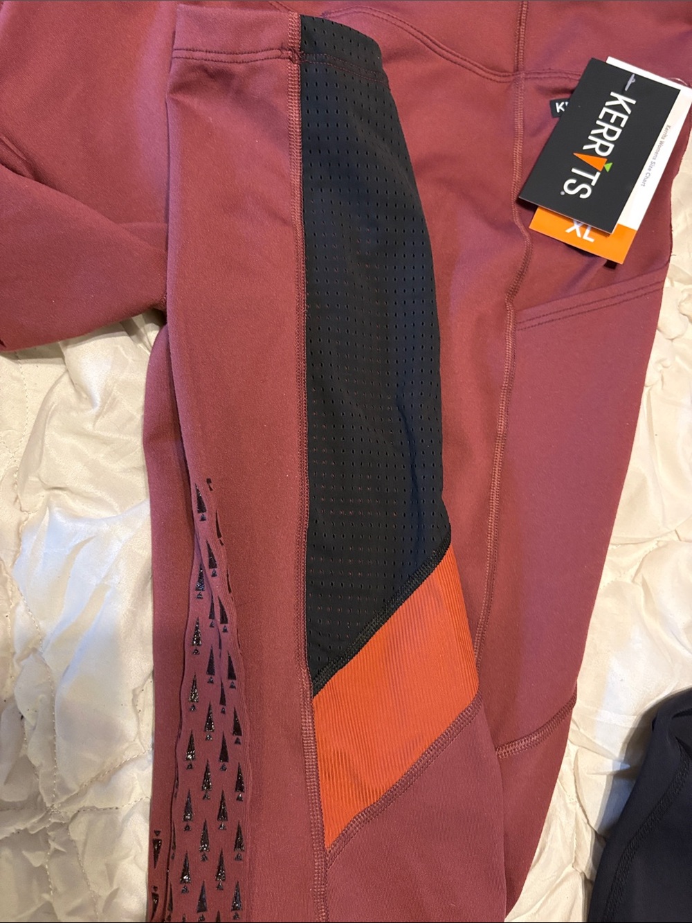 Kerrits Burgundy britches riding pants with Black Mesh & Rust Accent dressage - Picture 3 of 9